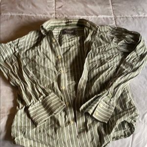 Abercrombie & Fitch green striped long button up